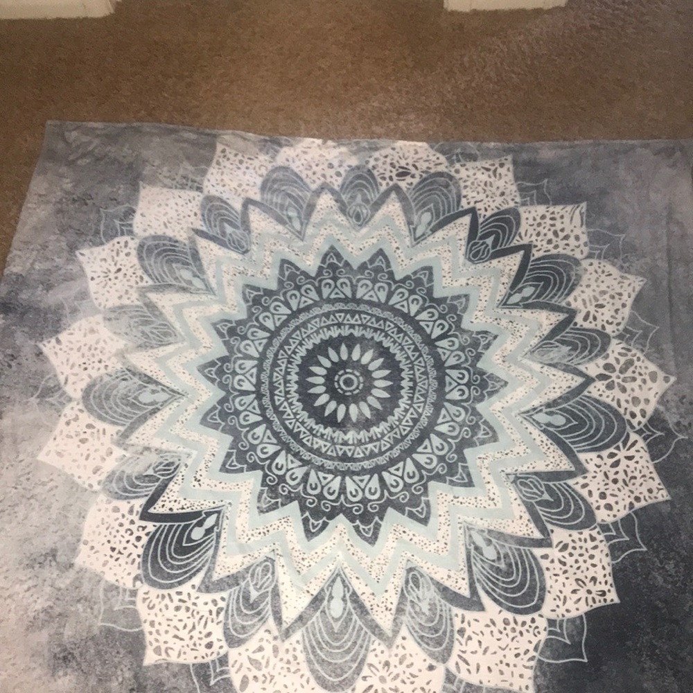 Blue, white, gray tapestry